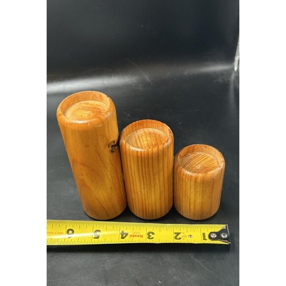 Vintage Myrtle-wood Mid-Century 3 Tapered Candle Holder Hand Turned Oregon? MCM - Picture 12 of 12